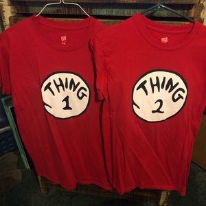 Thing one and two shirts. Great for Halloween!